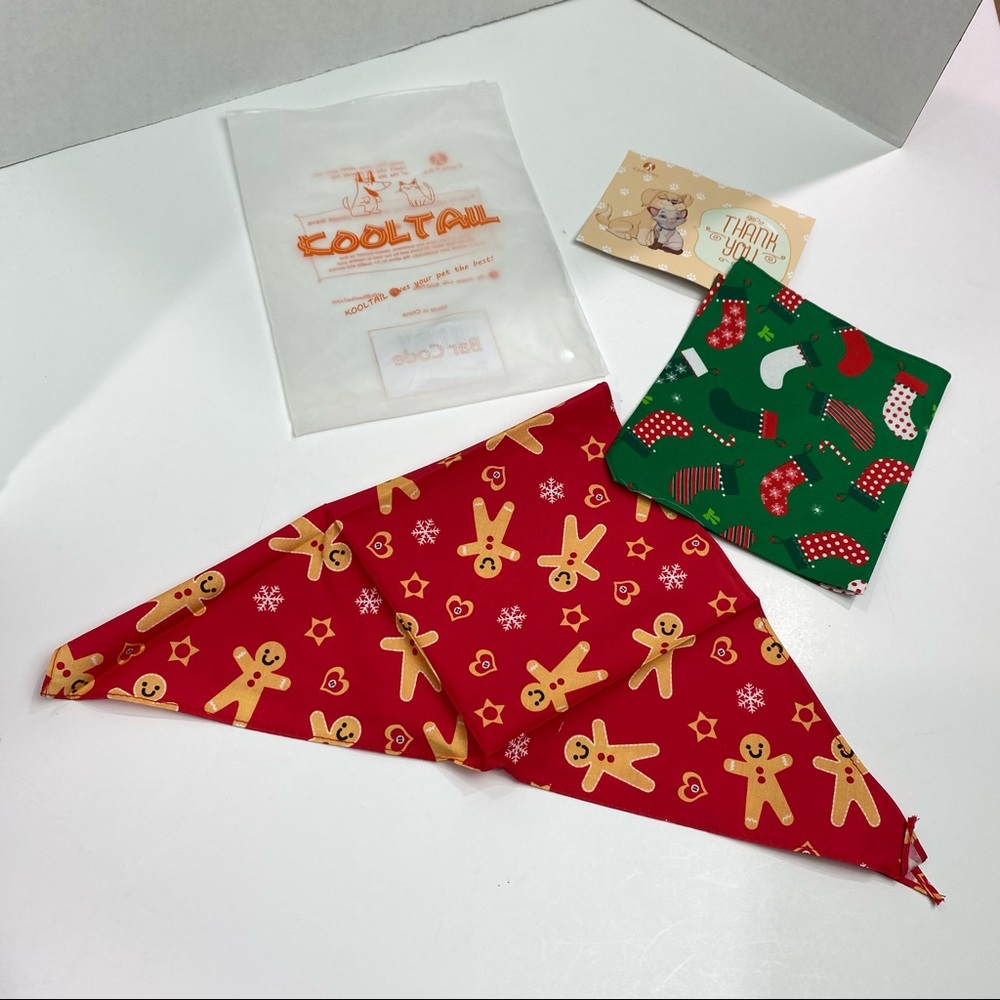 Bandana Kool Tail cat & dog holiday neck handkerchief, red & green patterns New